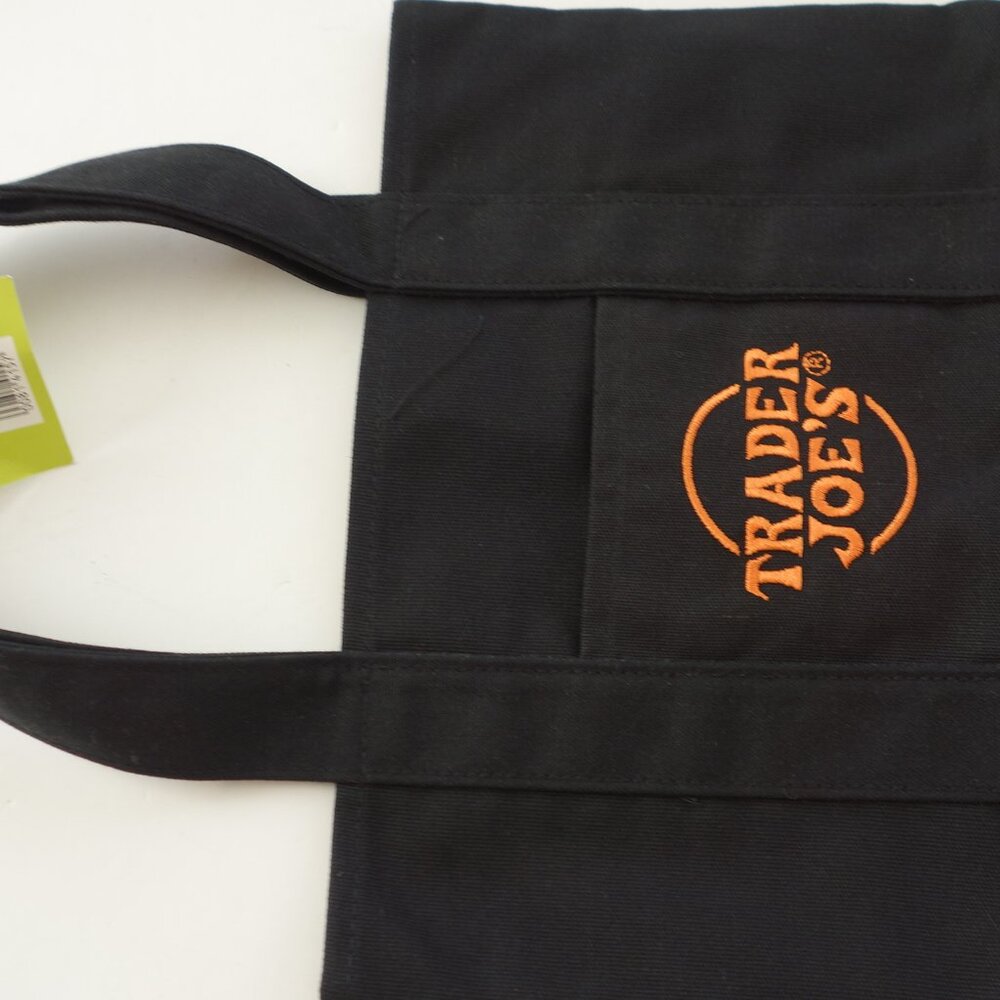 Trader Joes Mini Canvas Tote Bag Black, and Orange New With Tag - Picture 6 of 6